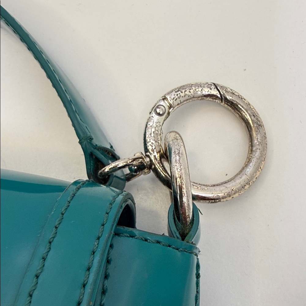 Ann Taylor Patent Teal Shoulder Bag with Buckle - Picture 13 of 15
